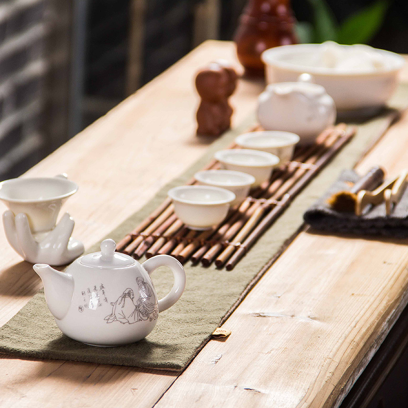 Keramik Teekannen Yixing Teekanne Weiß Porzellan Tee Setzt Chinesische teekanne Einzigartige Wasserkocher Kung Fu Teaset Infuser China Tee Tassen D001