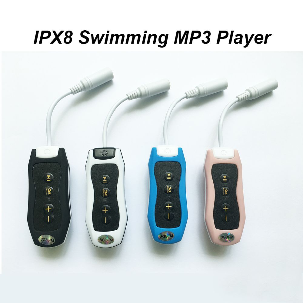 Waterproof ipx 8 clip  mp3 player fm radio stereo sound 8g swimming diving surfing cycling sports music player