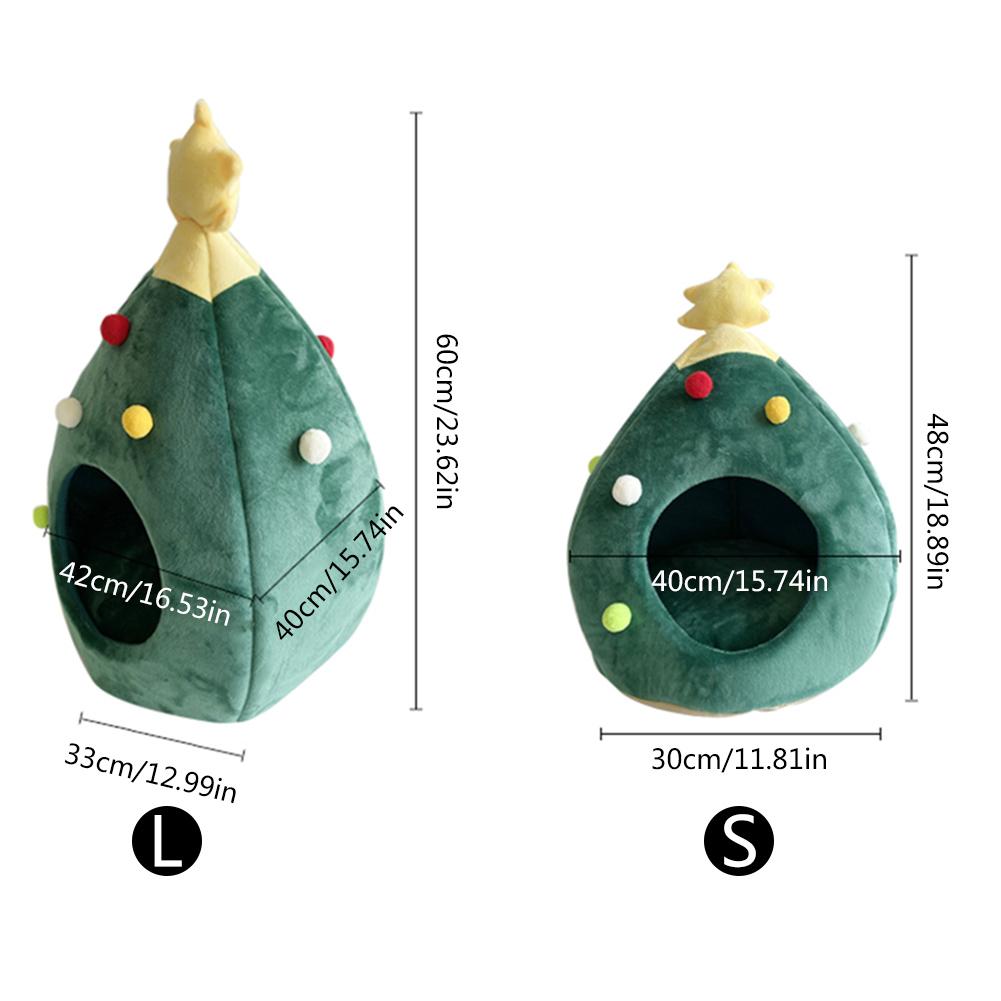 Christmas Tree Pet House Winter Warm Pet Nest Winter Cat Dog Pet Bed Super Soft Velvet Dog Basket Cat House
