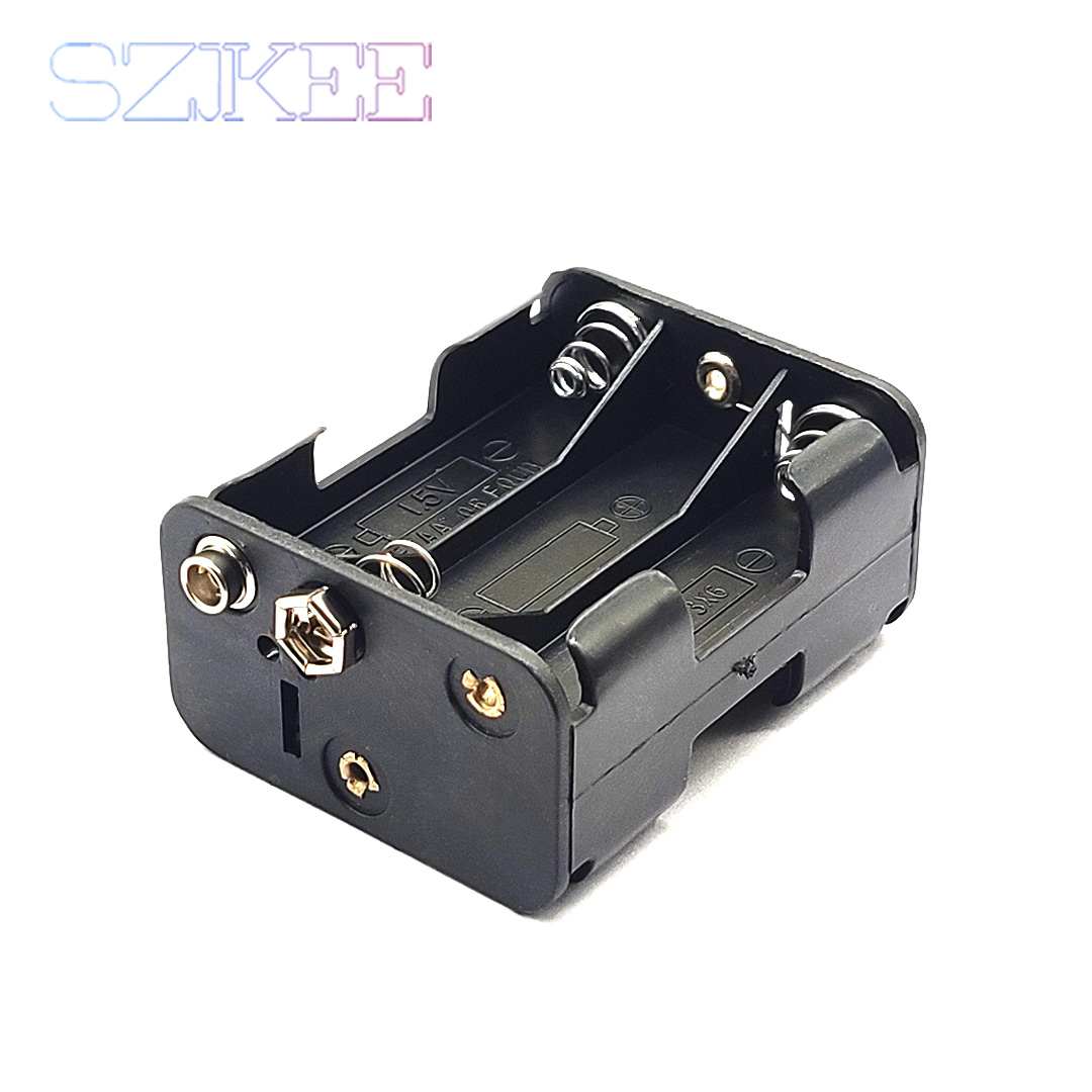 Soporte para pilas AA, caja de pilas AA de doble cara, espalda a espalda, 2/4/6/8 ranuras, conexión de la serie AA con hebilla de batería de 9V, opción: Negro