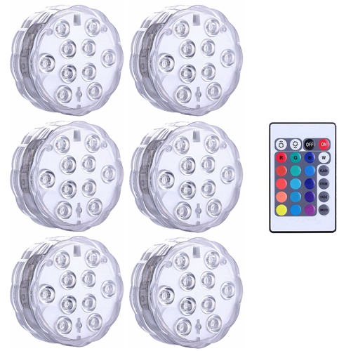16 Kleuren Onderwater Led Licht Afstandsbediening Dompelpompen Lamp IP68 Waterdichte Outdoor Tuin Zwembad Badkamer Decoratie: 1 controller 6 light