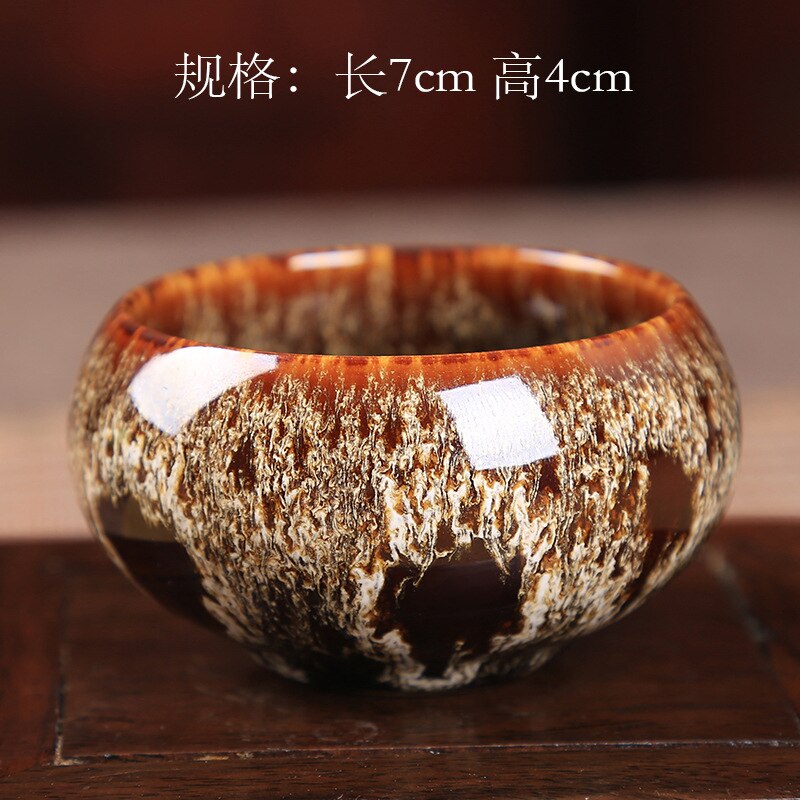 Kiln Baked tian mu you jian zhan Cup Ceramic Kung Fu Tea Set Small Teacup Tea Bowl Master Cup Pu'er Tea Teacup: Short Whites