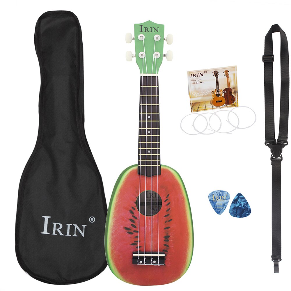 M MBAT-ukelele de tilo de 21 pulgadas para niño, instrumento Musical de 4 cuerdas, guitarra hawaiana, bolsa de ukelele, de Navidad: Watermelon set