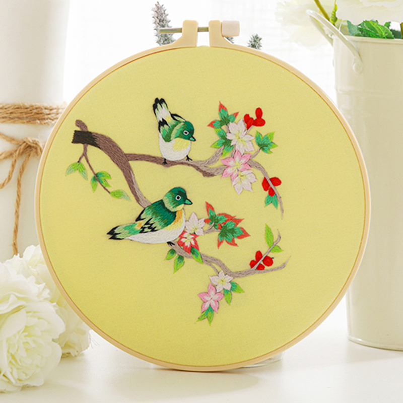 Chinese DIY Flower Embroidery Kit Cross Stitch Set With Hoop Pattern Printed Needlework Sewing Art Handicraft Decor 2022