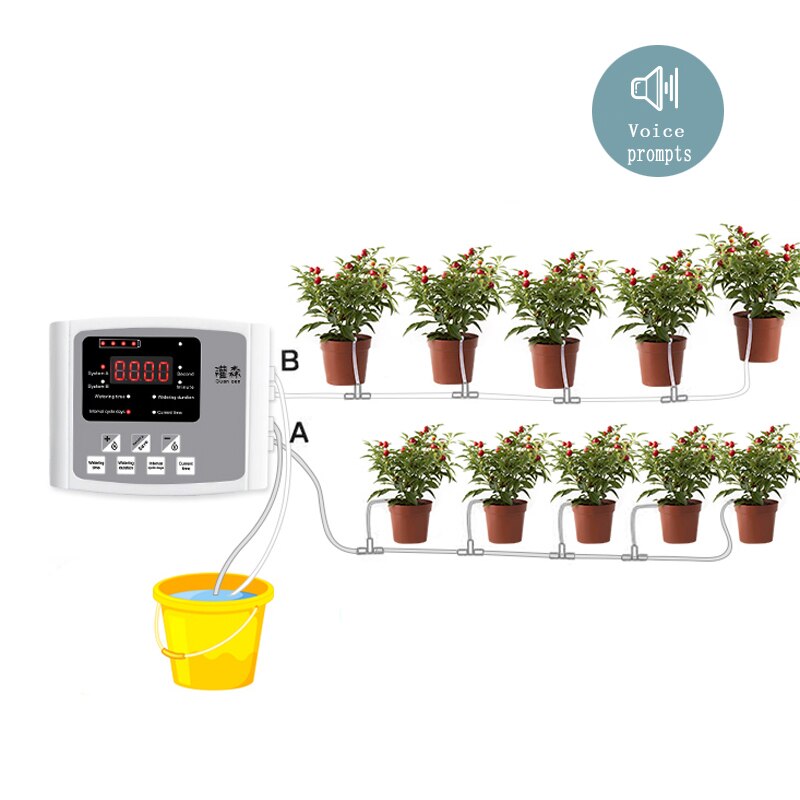 Single/Double Pump Drip Irrigation System Garden Self Watering Controller Home Plant Watering System 10pot/15pot Watering Kits