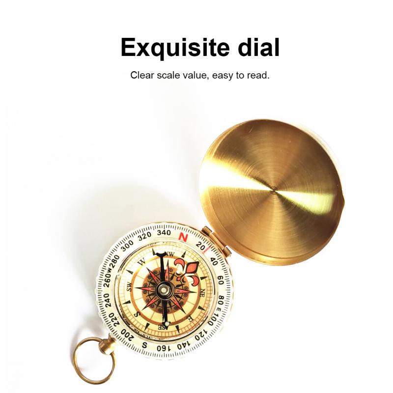 Camping Hiking Pocket Brass Golden Compass Portable Compass Navigation Compass with Night Display