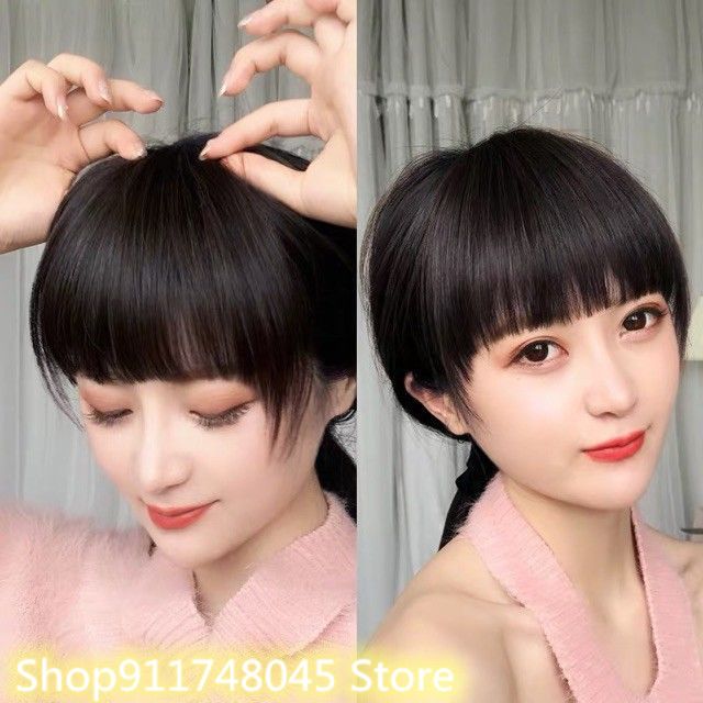 Ladies Thick Hair Neat Air Bangs Clip Hair Bangs With Sideburns Fringe Front Hairpiece