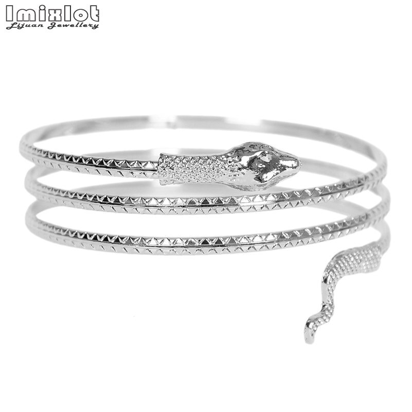 Punk Opgerolde Slang Spiraal Bovenarm Manchet Armlet armband Bangle Armband Voor Vrouwen Sieraden Goud Zilver Kleur