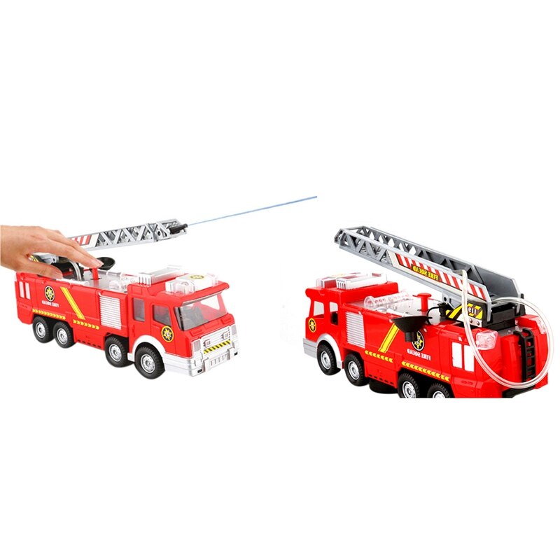 2Pcs Fire Truck Toy Electric Universal Water Jet Fire Truck Toy Fire Truck Car Music Light