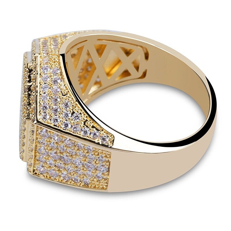 Shop-iGold Mens 2.5ct Ice Out CZ Pinky Ring - 14k Rhodium Plated Brass, Hip Hop Style, Sizes 6-10