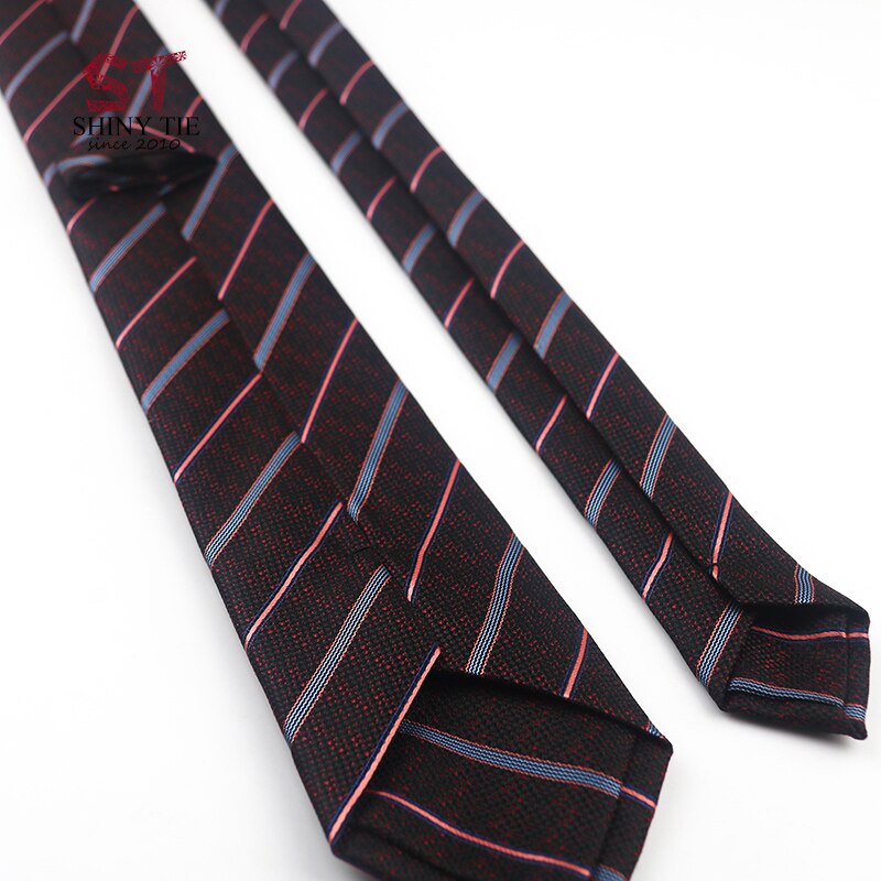 Menns polyester slips formell 7cm stripete hals slips business svart blå vintage gravatas for bryllupsfest dress