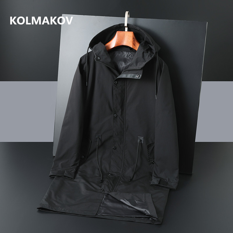 2022 Voorjaar Aankomst Lange Stijl Jas Heren Casual Trenchcoat, Casual Hoooded Jassen Mannen, size XL-8XL