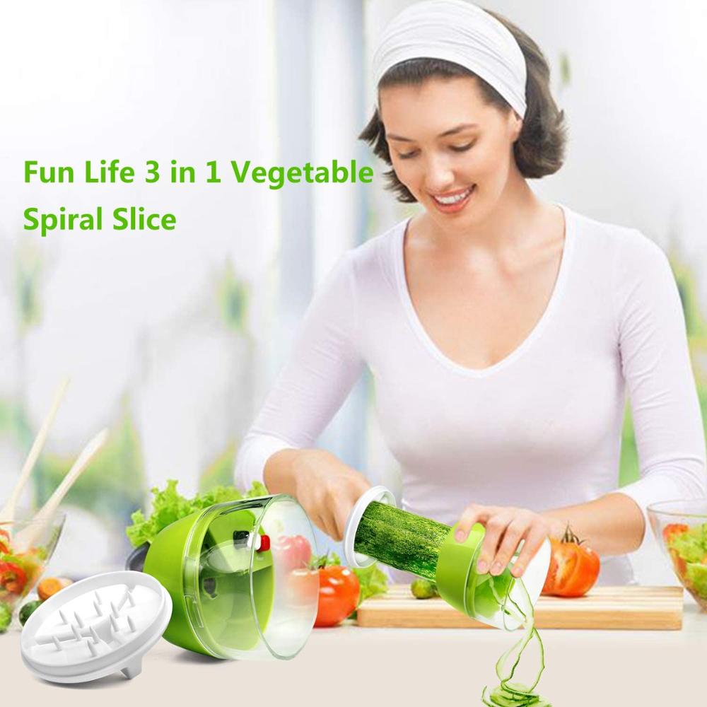 Handheld Spiralizer Vegetable Slicer,3 in 1Heavy Duty Veggie Spiral Cutter,For Carrot, Fruit,Salad Noodle Spaghetti Zucchini