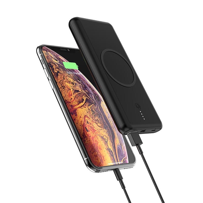 USB /Qi Wireless Charger Powerbank wireless 10000mA Power Bank for iPhone 8 8 Plus XS XR XS Max 11 pro Max Phone Removable Base