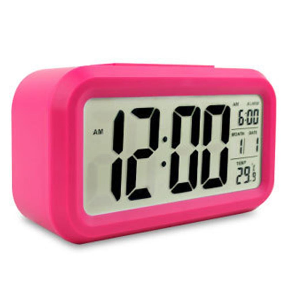 Reloj despertador Digital recargable por USB, reloj para estudiante con pantalla LCD grande para mesita de noche, reloj con Sensor de luz y retroiluminación: 2 red