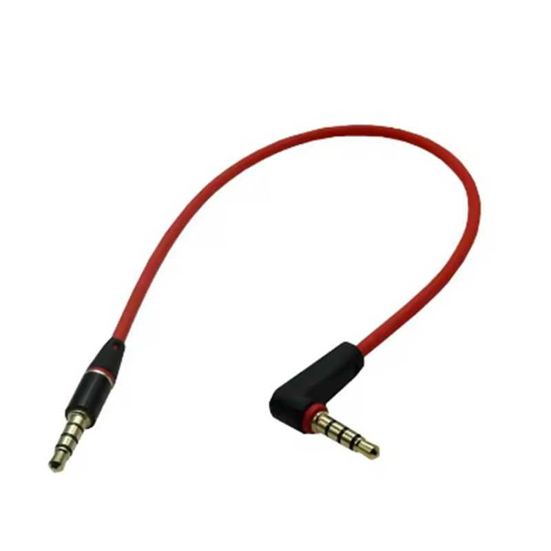Universal- Ipod AUX 4 Pole Doppel 90 Grad Rechtwinklig 3,5 mm Stecker auf Stecker Stereo 3,5 mm Klinke Audio- Kurz 20 cm 100 cm Kabel: Schwarz / < =0.5m