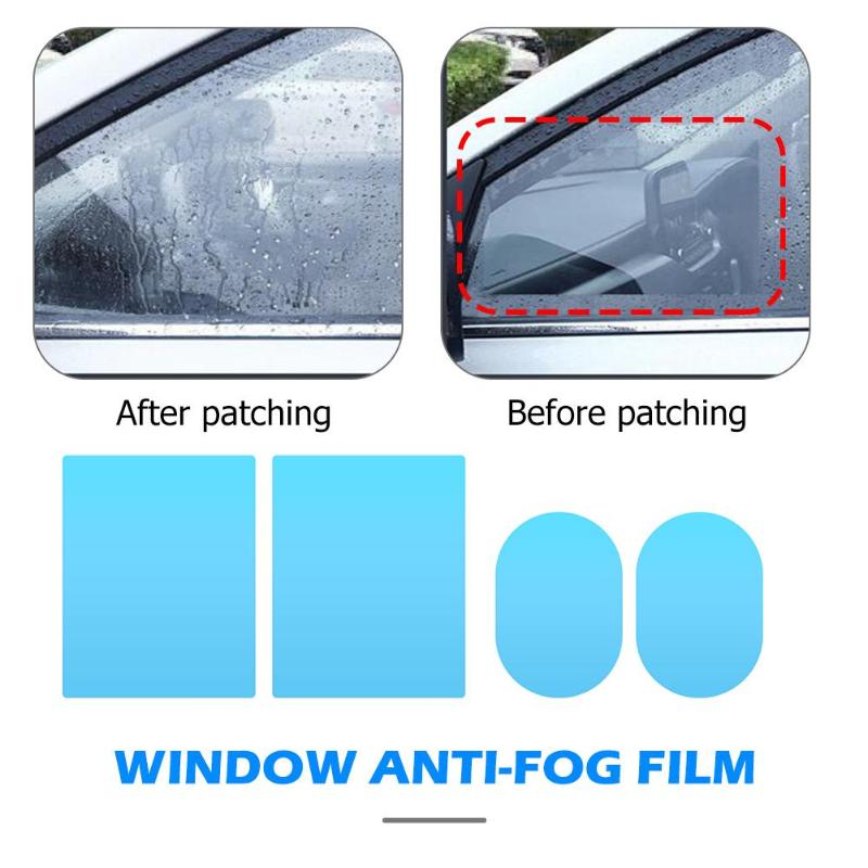 Vodool 4pz auto Finestra Specchio Pellicola Trasparente anti Abbagliamento Impermeabile Antipioggia auto Specchietto Retrovisore Pellicola Protettiva anti Nebbia etichetta