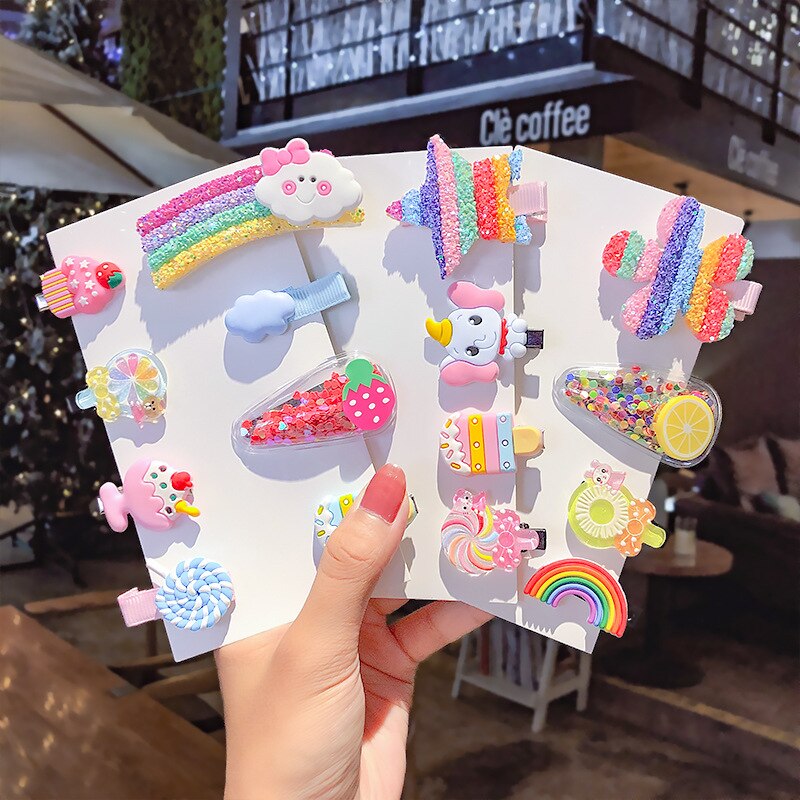 6 stuks/set meisjes schattige kleurrijke cartoon haarspelden kinderen zoete haarspeldjes haarspeldjes hoofdband kinderhaaraccessoires