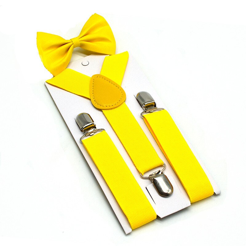 RAINIE SEAN Pink Kids Suspenders Bowtie Set Solid Children Suspender Dress Wedding Baby Girls Braces: yellow