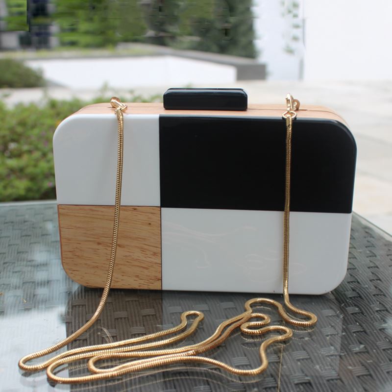 Bolsa de ombro costurada em madeira, pequena bolsa para mensageiro da moda de 2017, europa e estados unidos