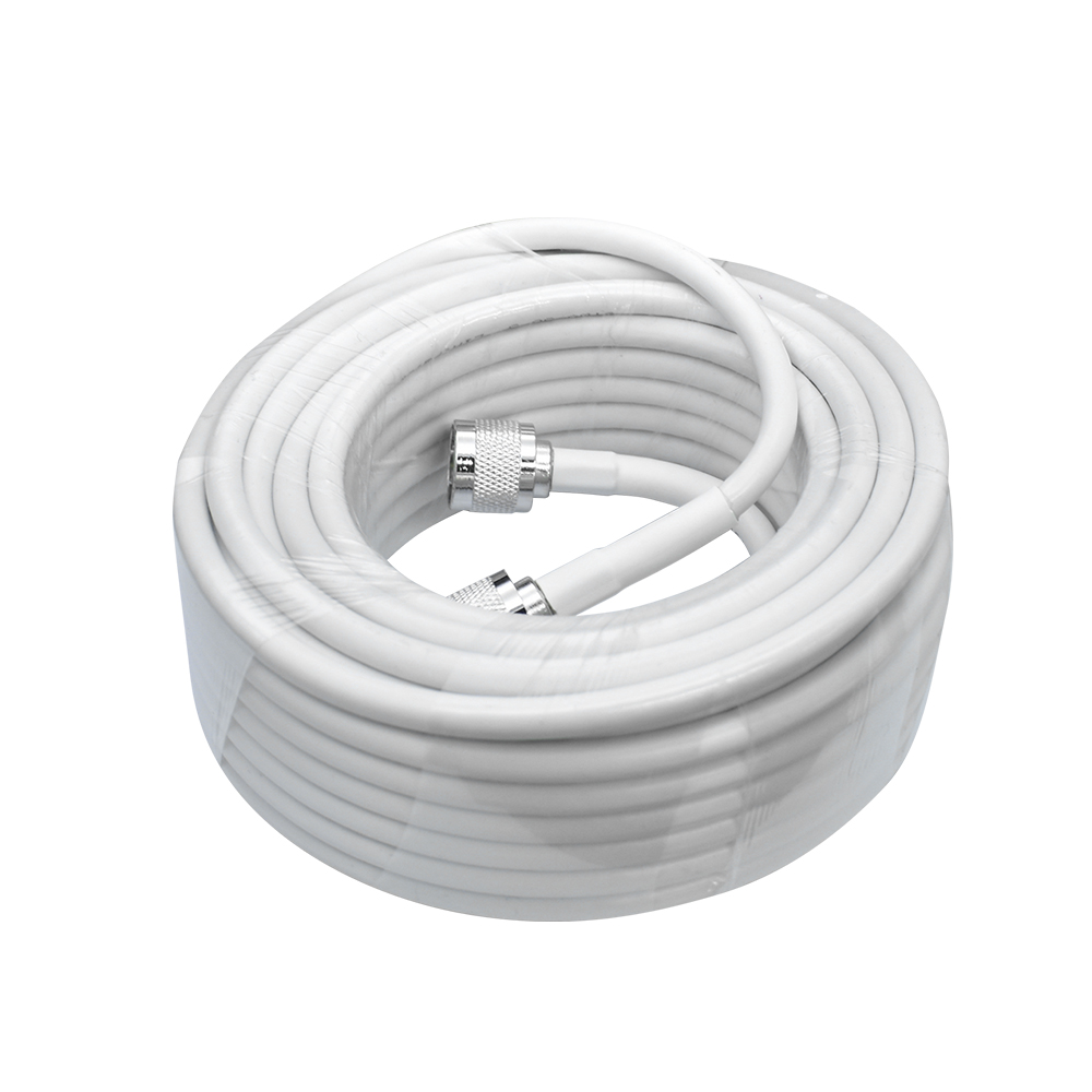 White 13 Meters 50ohm 50-5 Coaxial Cable N Male Connector Low Loss Signal 13m Coax Cable for Cell Phone Signal Booster Repeater