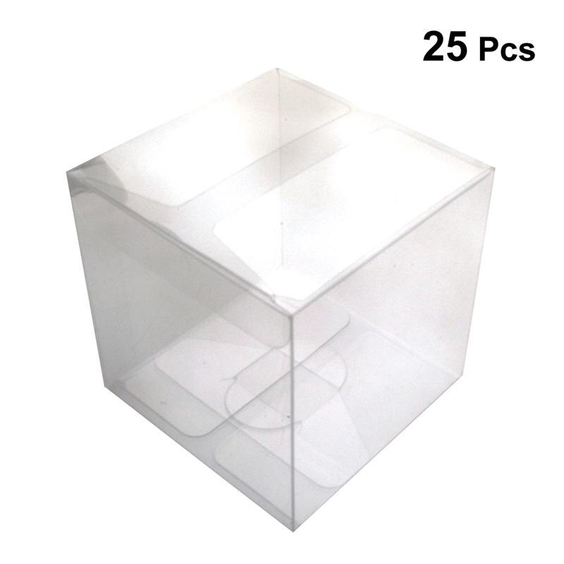 10/25Pcs 4X4X4Cm Clear Plastic Pvc Verpakking Transparante Candy Apple Box Voor Wedding Party Pvc Plastic Verpakking Doos: 25 PCS