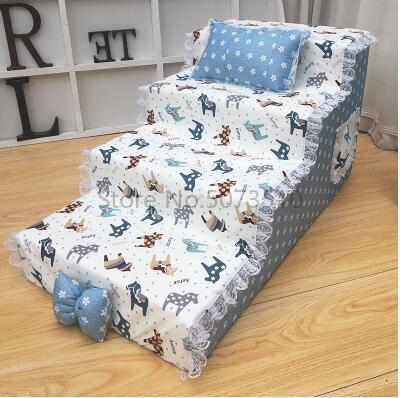 Pet Small Dog Sofa Pet Dog Cushion Teddy Stair Step Removable Wash Up The Bed Ladder Four-layer Dog Ladder Pet Stair Steps: Dark grey