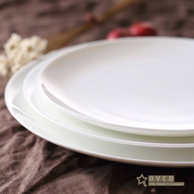 Bone china bread plates western-food plate pure white bone china plates round shape 7" 8" 10" shallow type plates bread dishes