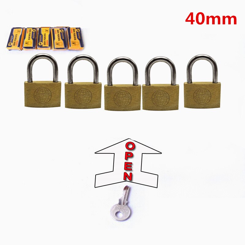 5 Pcs 20/30/40/50Mm Hangsloten Open Door Dezelfde Toetsen Koperen Sloten Hangslot Voor Hout deur Sleutel Alike Lock: 40mm