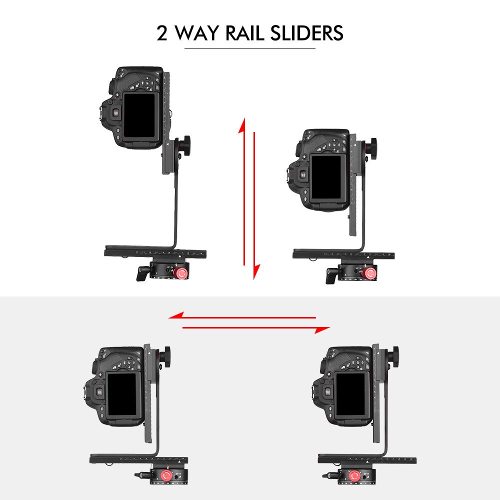 Andoer 720 Degree Panoramic Head 360 Swivel Indexing Rotator + 2 Way Rail Slider + L Bracket Kit for Canon DSLR ILDC Camera