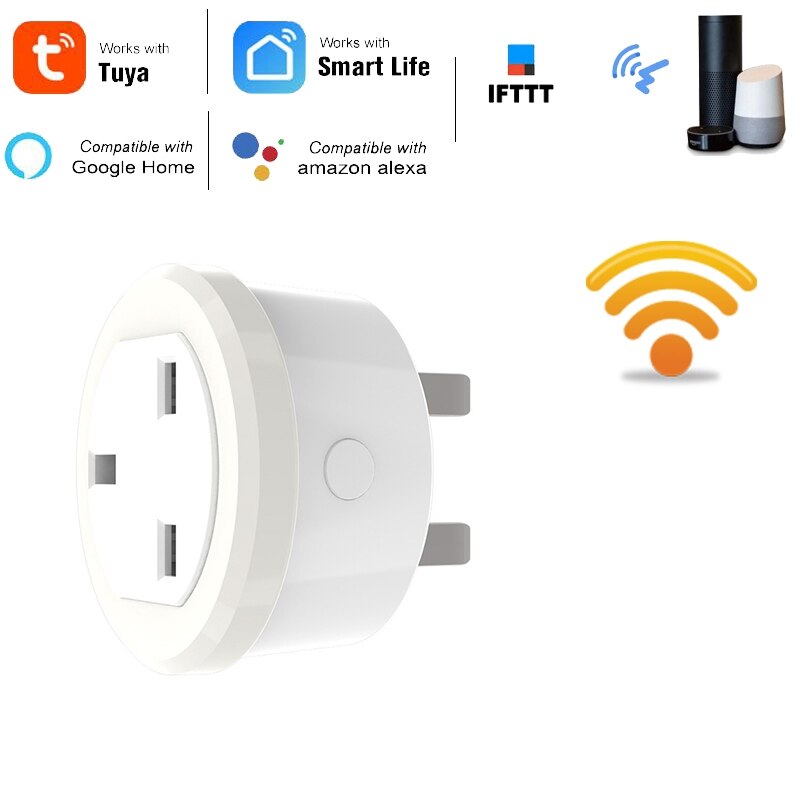 13A Socket Wireless WiFi Smart Sensor Light Lamp Power Plug for Home Tuya Work with Alexa Google Home UK Plug: Default Title