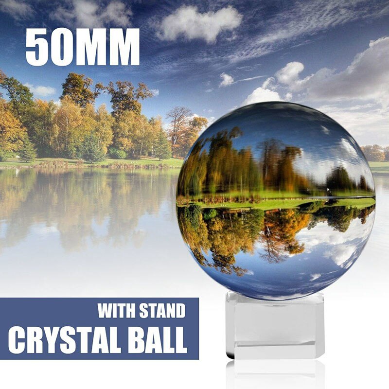 Gennemsigtig krystalkugle med stativ dekorativt tilbehør magisk værktøj lys sfære glaskugle  an88