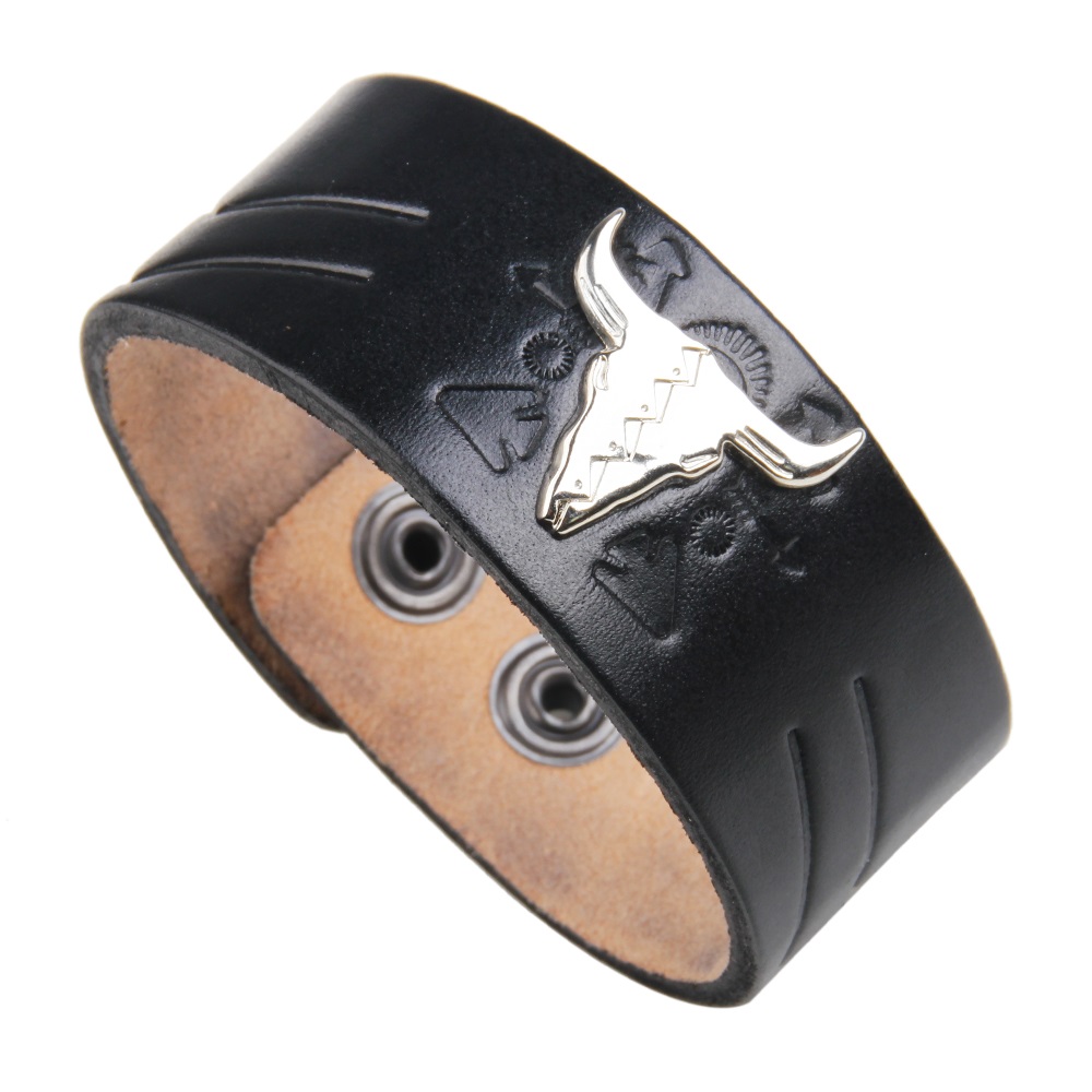 Moda szeroki mężczyzna skórzana bransoletka Trendy Alloy Metal Man bransoletki bransoletki geometryczne skórzane bransoletki biżuteria: colour 11
