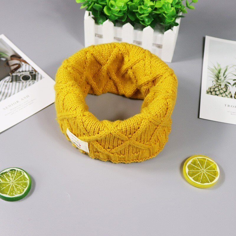 Bufanda tejida a cuadros para niños, de , de de lujo, para invierno, gruesa y cálida, con anilla, para niñas, bufandas tejidas para bebés y niños: Yellow