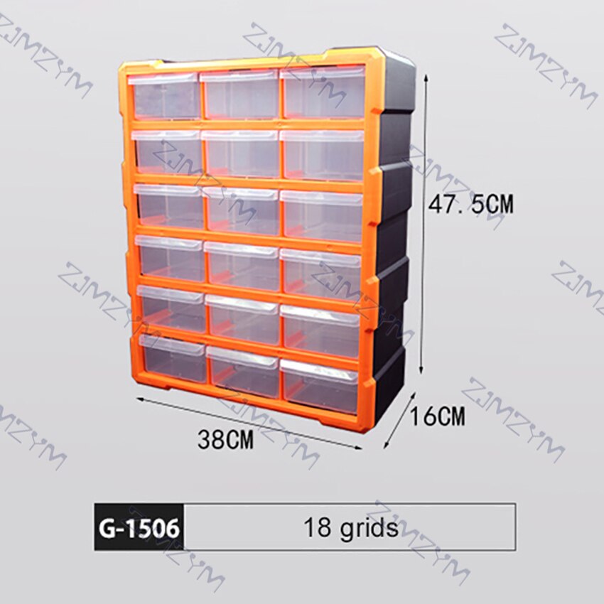 Parts Storage Box Component Screw Tool Box Wall Mount Multi-Grid Drawer Plastic Hardware Storage Cabinet Craft Organizer Case: 1506 orange