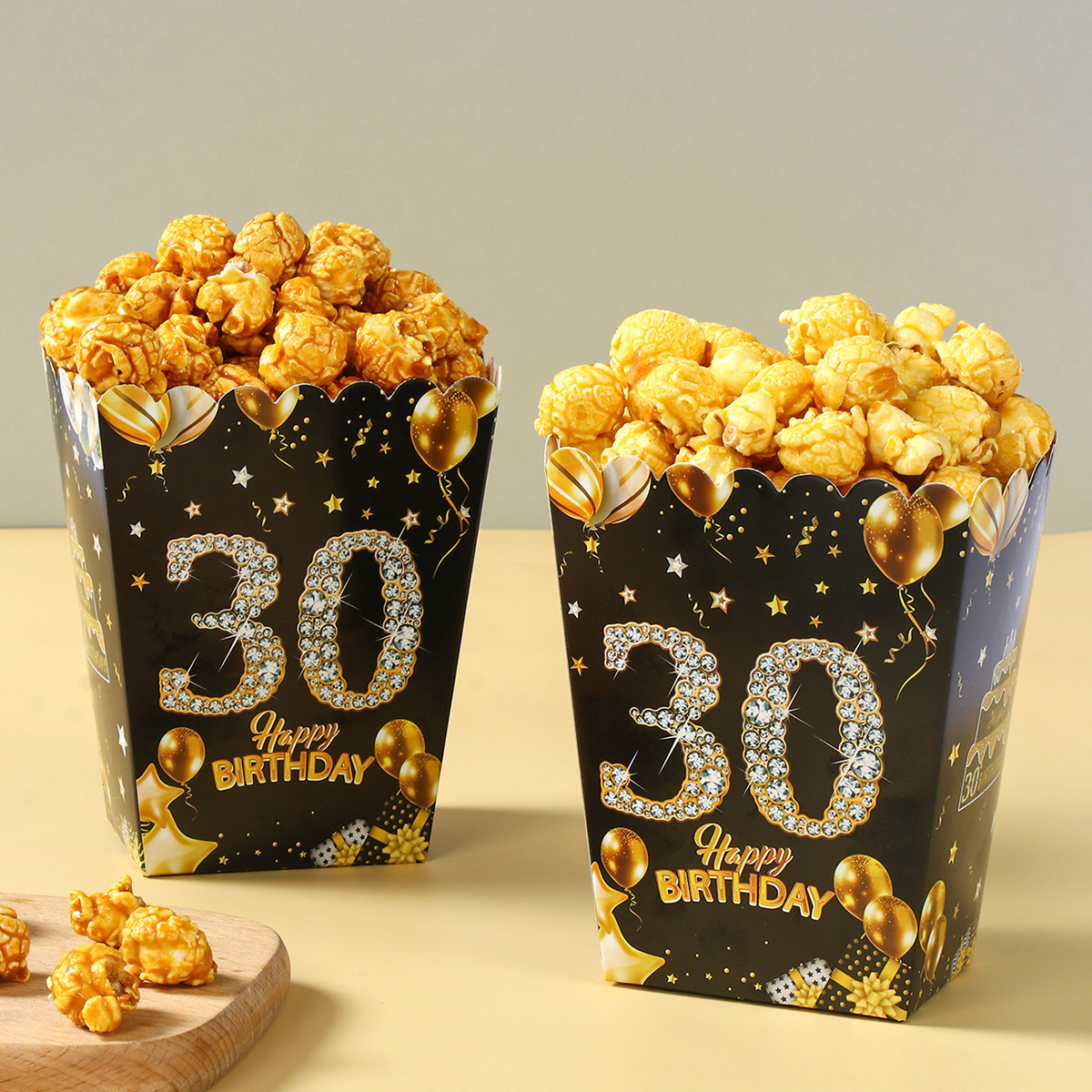 Black Gold Birthday Popcorn Box 18 years old Birthday Party Decor 18th 30th 40th 50th 60th Birthday Party Supplies Anniversary