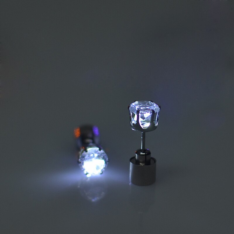 1 paar unieke jongens meisjes led licht kerst halloween feest vierkante bling oorbellen feest muziek festival oorbellen: Wit