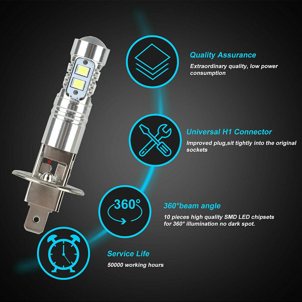 H1/h32 stuks led-koplamp, waterdicht, superheldere mistlamp, dagrijverlichting, nachtmistlamp, 6000k witte auto-accessoires