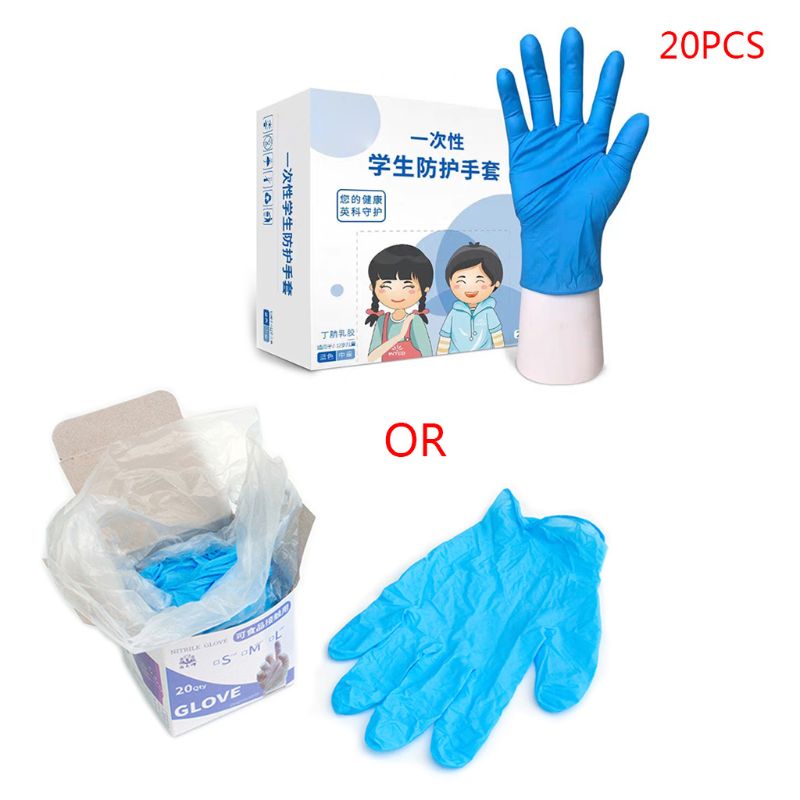 20pcs Children Nitrile Gloves Rip Resistant Disposable Gloves Safety Gloves M76C