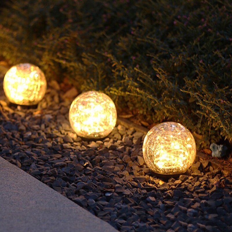 Solar Garden Light Crack Ball Lawn Light for Outdoor Decoration,Solar Powered,Waterproof,with LED Auto on / Off Light