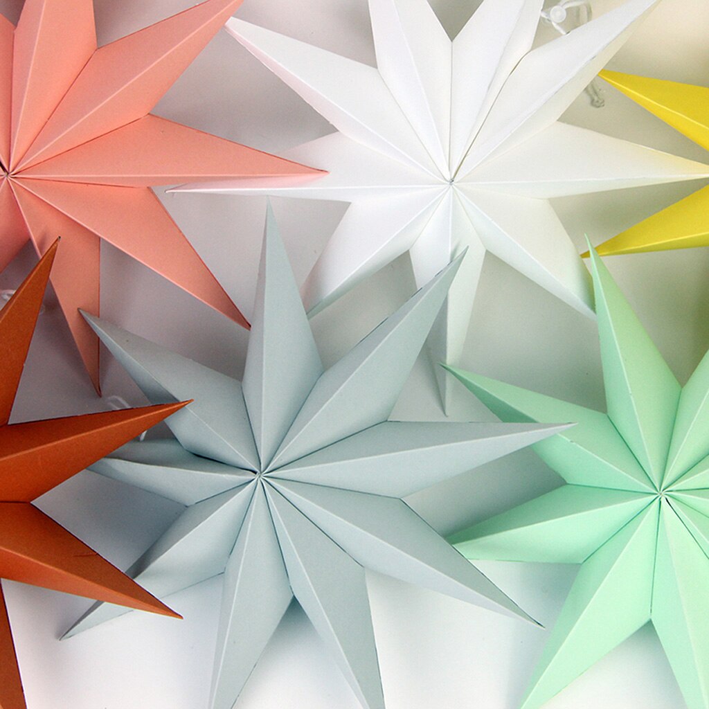 45cm 60cm Nine Angles Paper Star Decoration Tissue Paper Star Lantern Hanging Stars For Christmas Party Decor