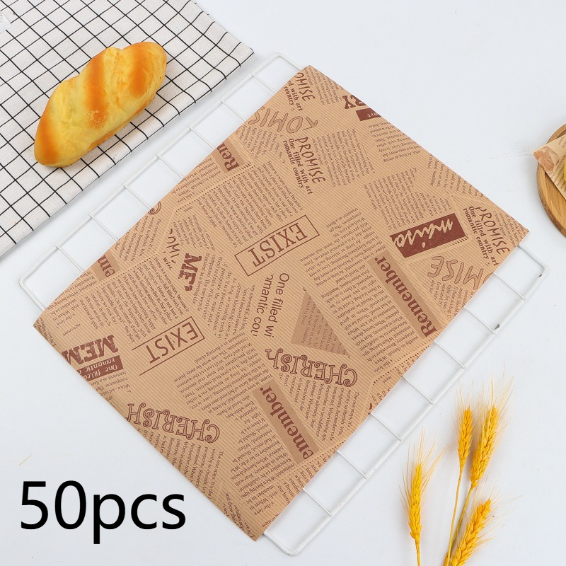 50pcs Large Size Thick Grease-proof Food Paper, Kraft Sandwich Wrapping Paper for Picnic Basket Lined Cooked Kitchen Accessories: SKY BLUE