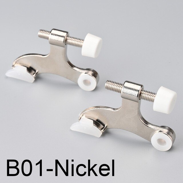 2pcs Hinge Pin Door Stopper Adjustable Heavy Duty Doorstops Wall Mounted Thicken Zinc Ally Door Stops: Silver nickel
