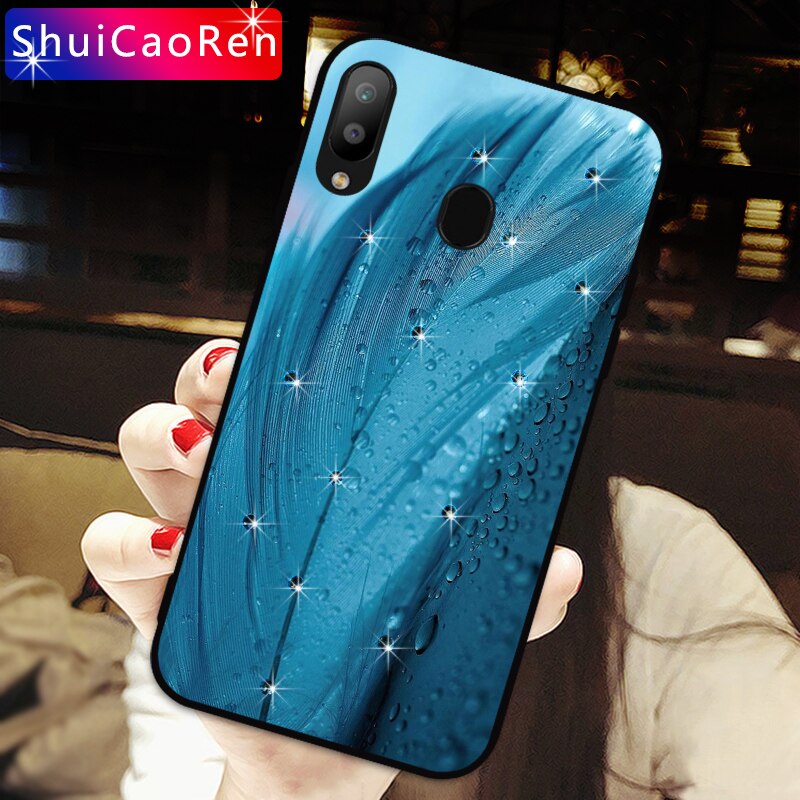 Luxus Silikon Fällen Für Samsung Galaxy M10 M20 M30 Glitter Diamant Shell Zurück Abdeckung Für Samsung M 10 20 30 strass Fall