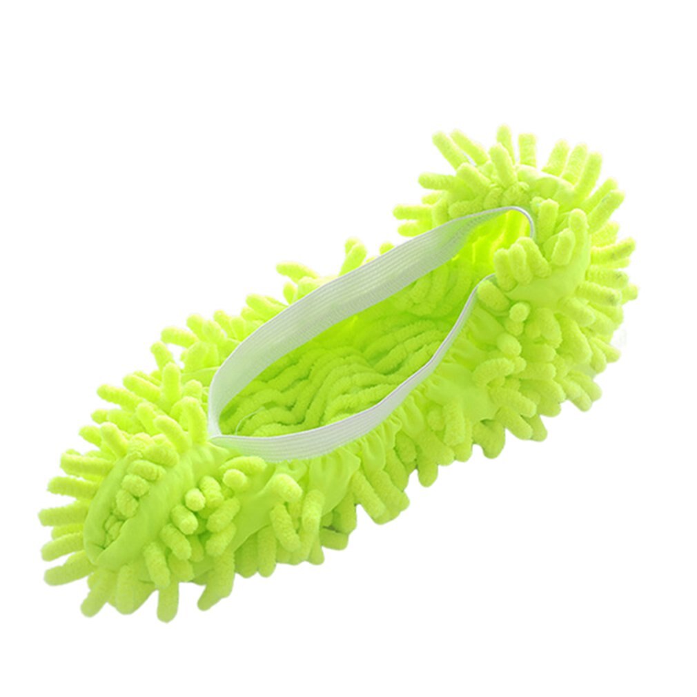 1 stykke mikrofiber moppegulv rengøring dovne fuzzy hjemmesko hus hjem gulvværktøj sko badeværelse køkkenrenser: Grøn