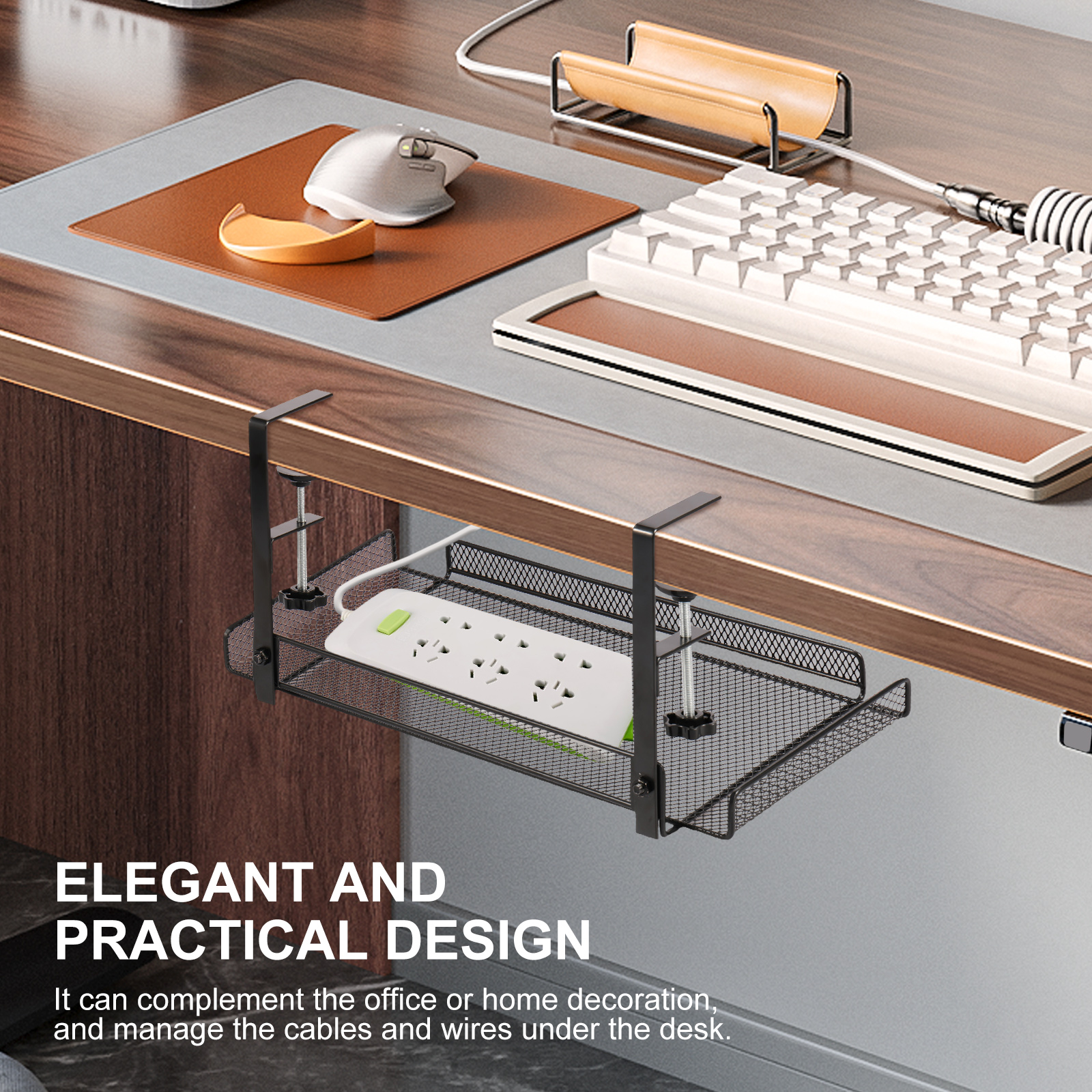 Onder bureau kabelbeheer lade computer bureau draadorganizer geen boren snoerhouder voor thuis keuken opslagaccessoires