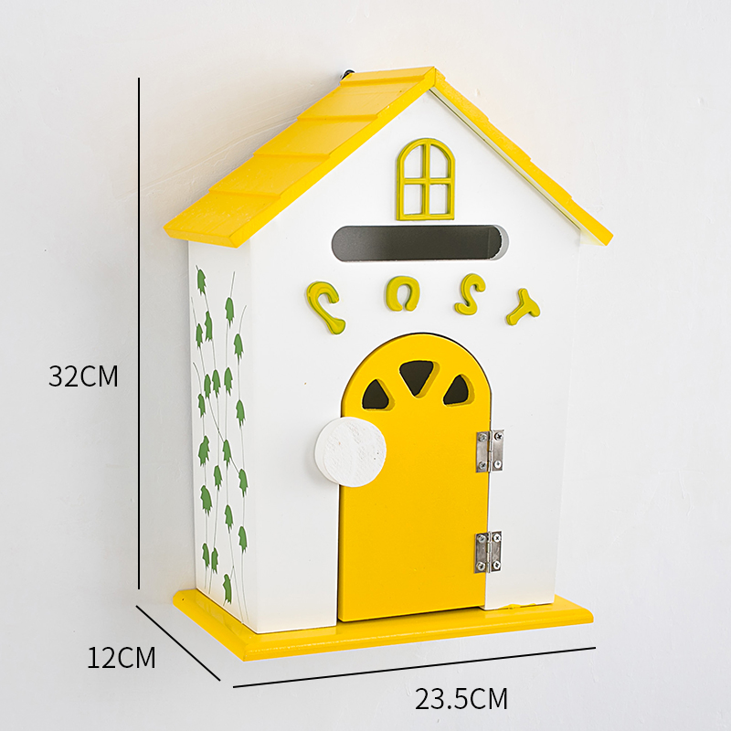 Wall-mounted mailbox garden mailbox post box barrel newspaper mailbox home balcony garden decoration letter box outdoor WF928101: A YELLOW