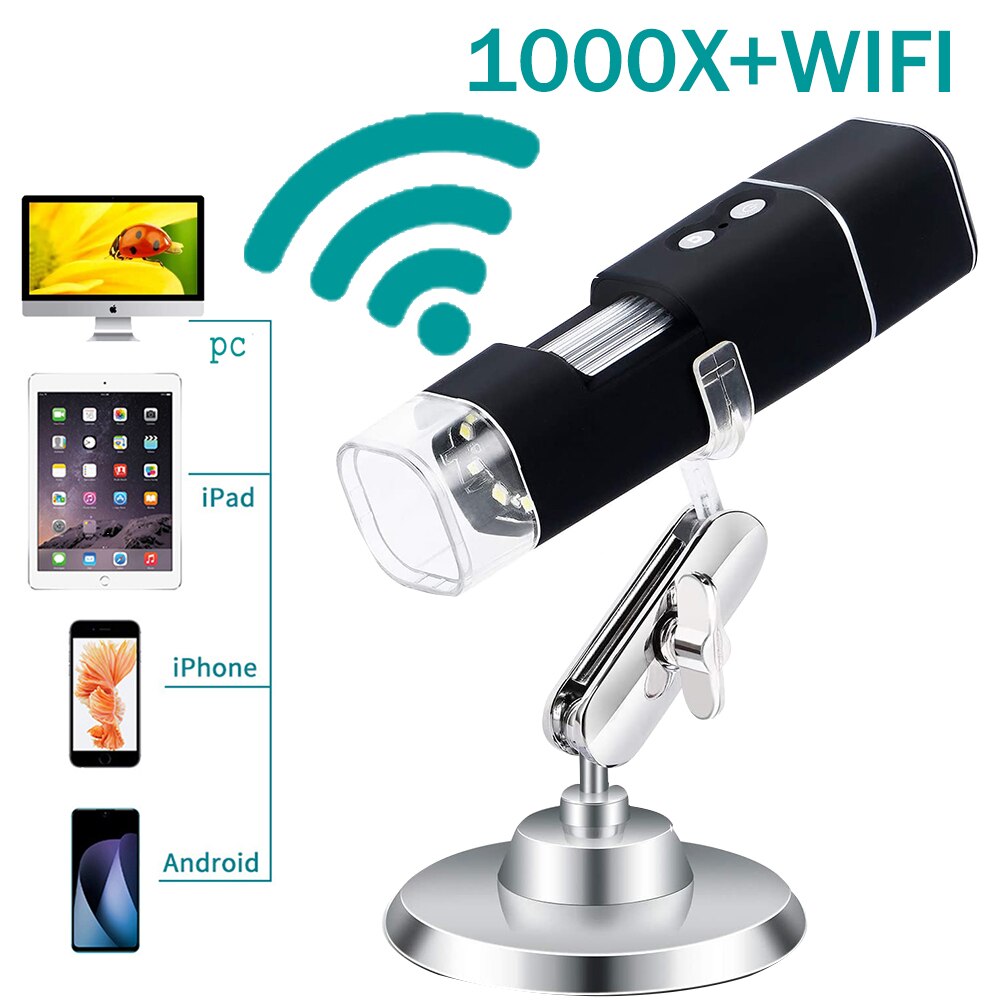 Tkdmr 1000X Zoom Hd Usb Microscoop Handheld Draagbare Digitale Usb Interface Elektron Microscopen Met Led Ring Licht Voor Pc: W01A-Metal support