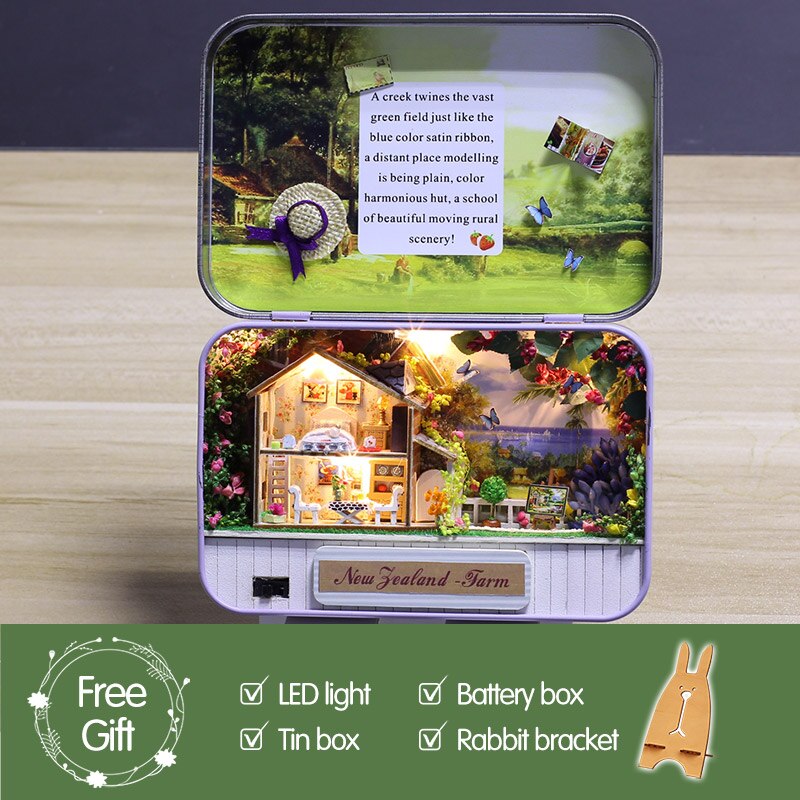 FAI DA TE Casa di Bambola Mobili Giocattolo Di puzzle Campagna Scatola Teatro Nostalgico Tema Scena in Miniatura di Legno in Miniatura Casa Delle Bambole: Default Title