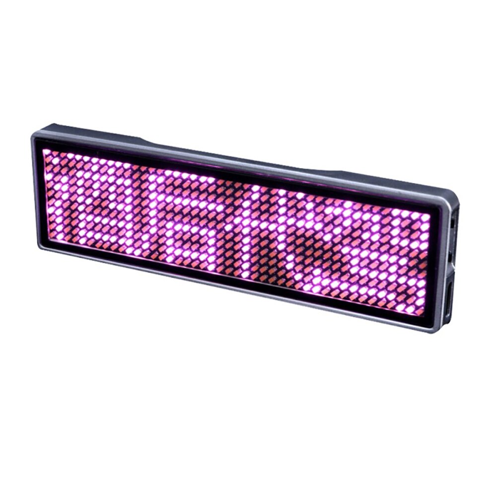 LED Rechargeable Bluetooth Digital Badge Insignia DIY Programmable Scrolling Message Board Mini LED Display Name Tag Message: Pink